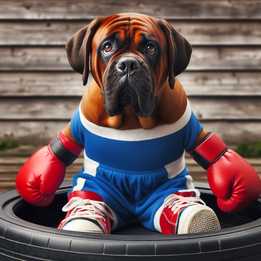 perro Boser vestido de boxeador.